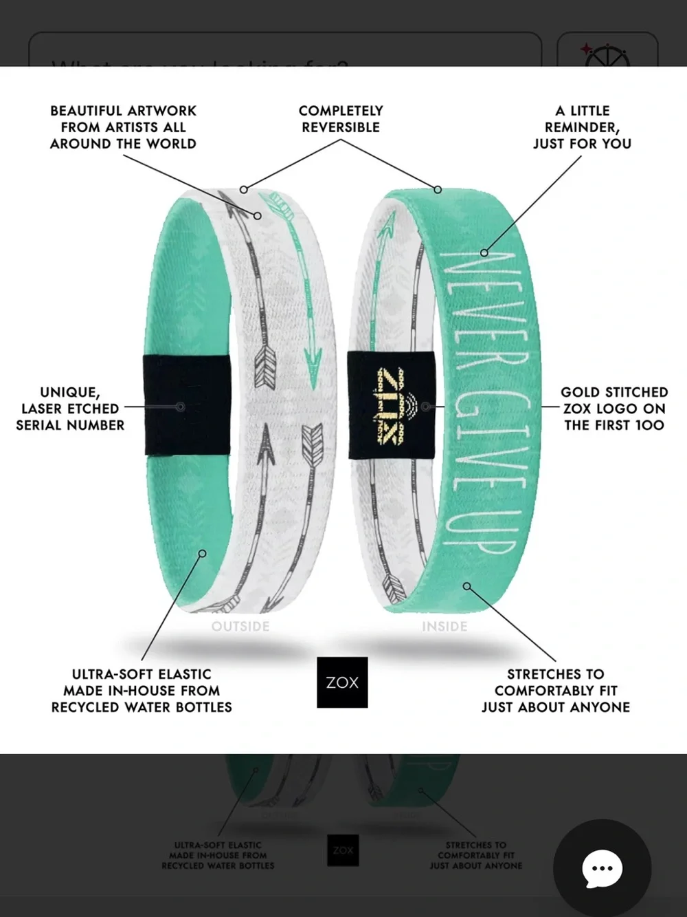 Never Give Up Reversible Bracelet - Mint/Gray